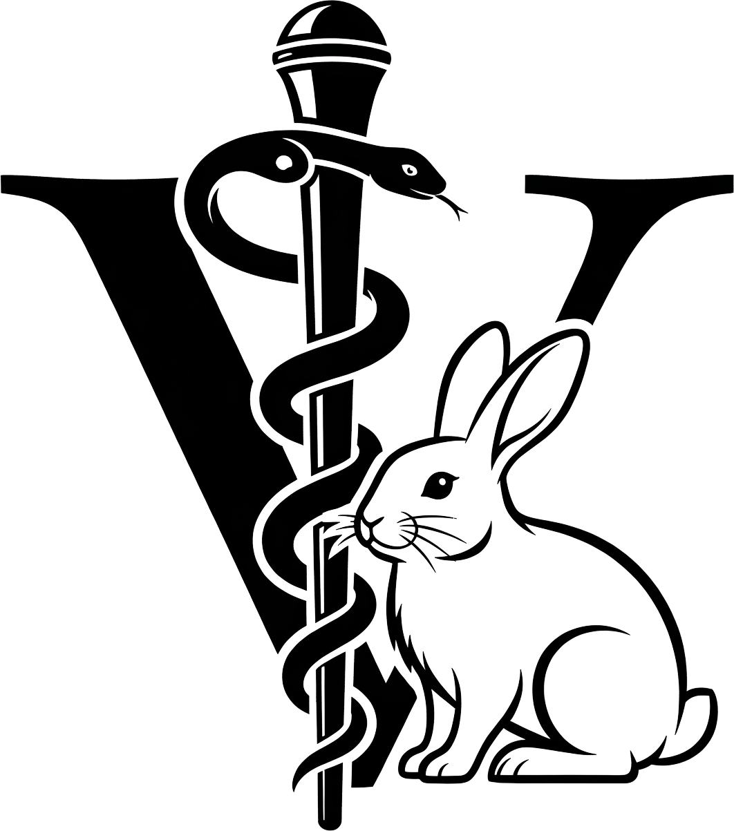 Kaninchen mit Tierarztsymbol